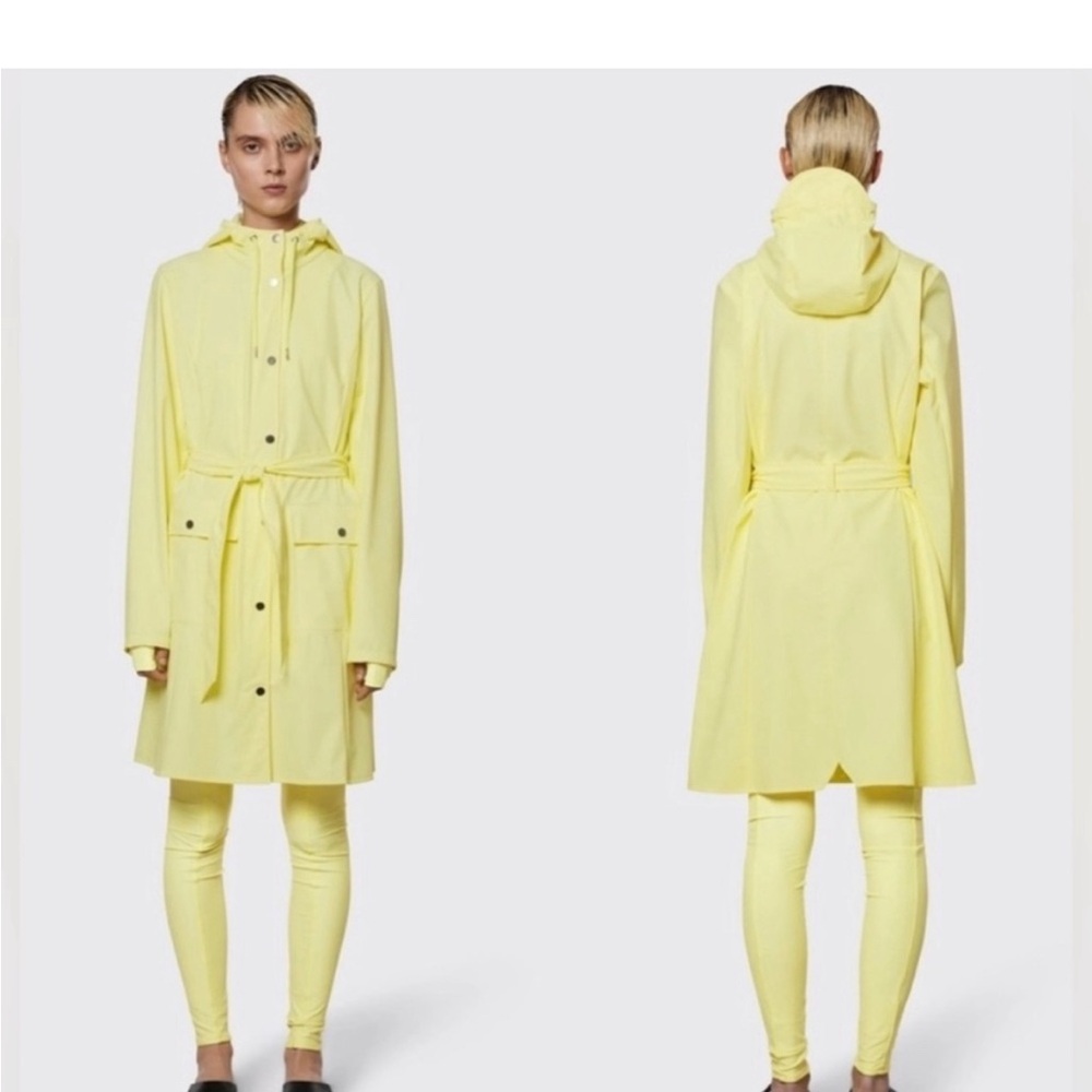 RAINS Yellow Straw Curve Trenchcoat Rain Jacket Women’s Large